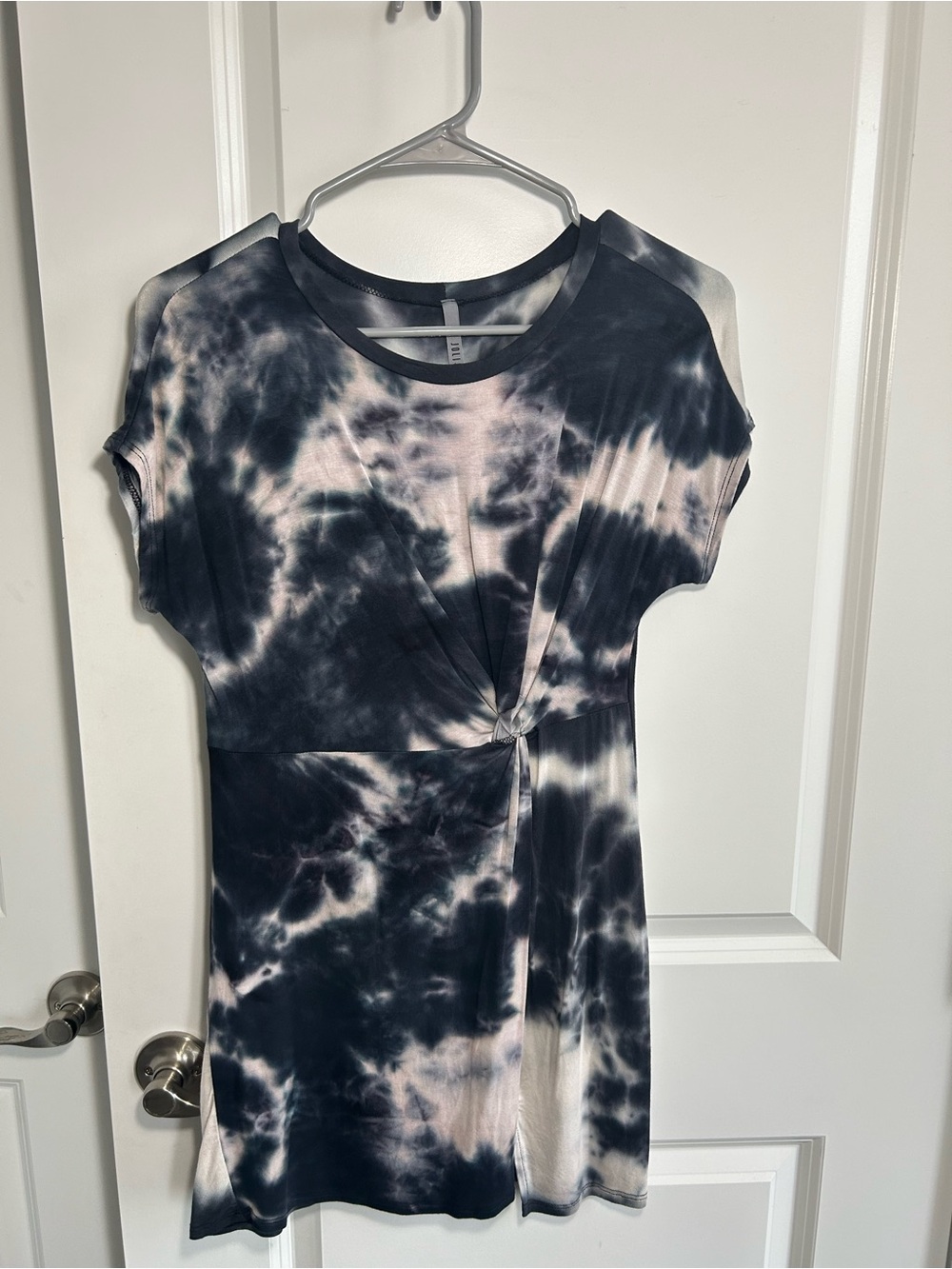 Black and White Tie Dye Mini T-Shirt Dress